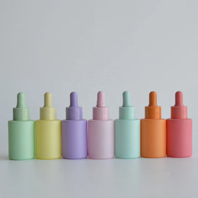 New Product Selling Empty Cosmetic Packaging Orange Green pink Purple Round Glass 20ml Essential Oil Serum Dropper Bottle