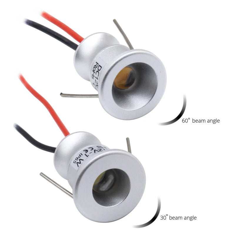 1W DC12V IP65 Mini LED Spot Light Thumb Spotlight Lamp Cabinet Ceiling Round Recessed Scoop LED Downlight Fixture for Project