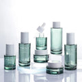 Wholesale Eco-friendly Green Cosmetic Packaging Customized Frosted Glass Skin Care Packaging Empty Bottles for  Cream Lotion