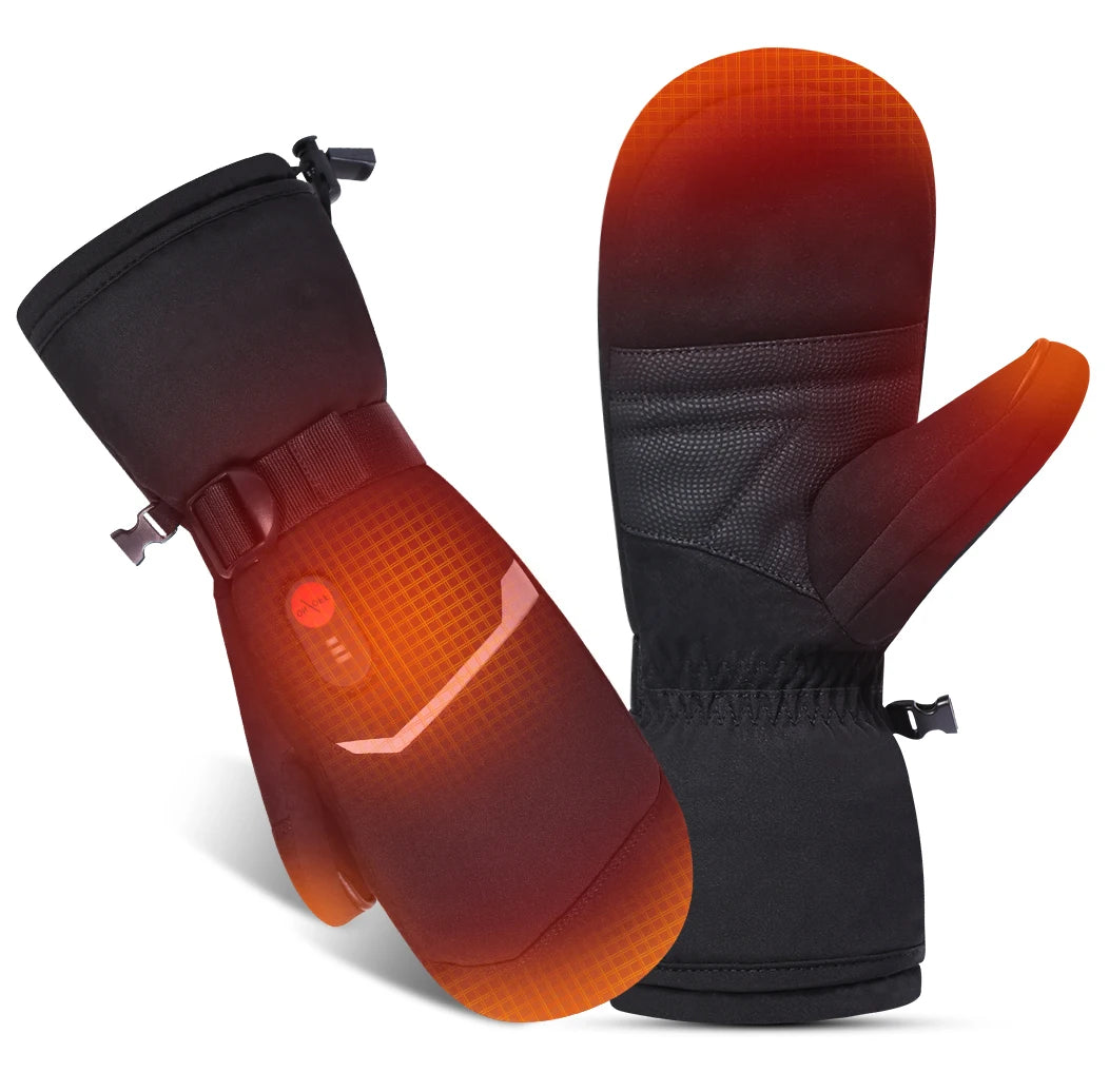 Savior Rechargeable Skiing Heated Gloves Winter Insulated Lycra Leather Battery Heating for Outdoor Activities Snowboarding