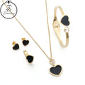 Girls Stainless Steel Jewelry Set Gold-Plated Heart Necklace Earrings and Bracelets for Weddings Parties and Engagements