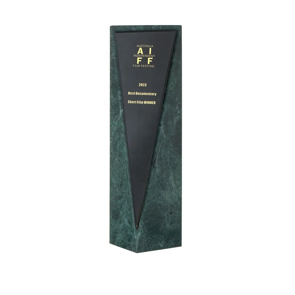 ADL High-Quality Green Stone Trophy Awards with Black Crystal Glass Wholesale Cheap Crystal Stone Trophy for Retail Stores