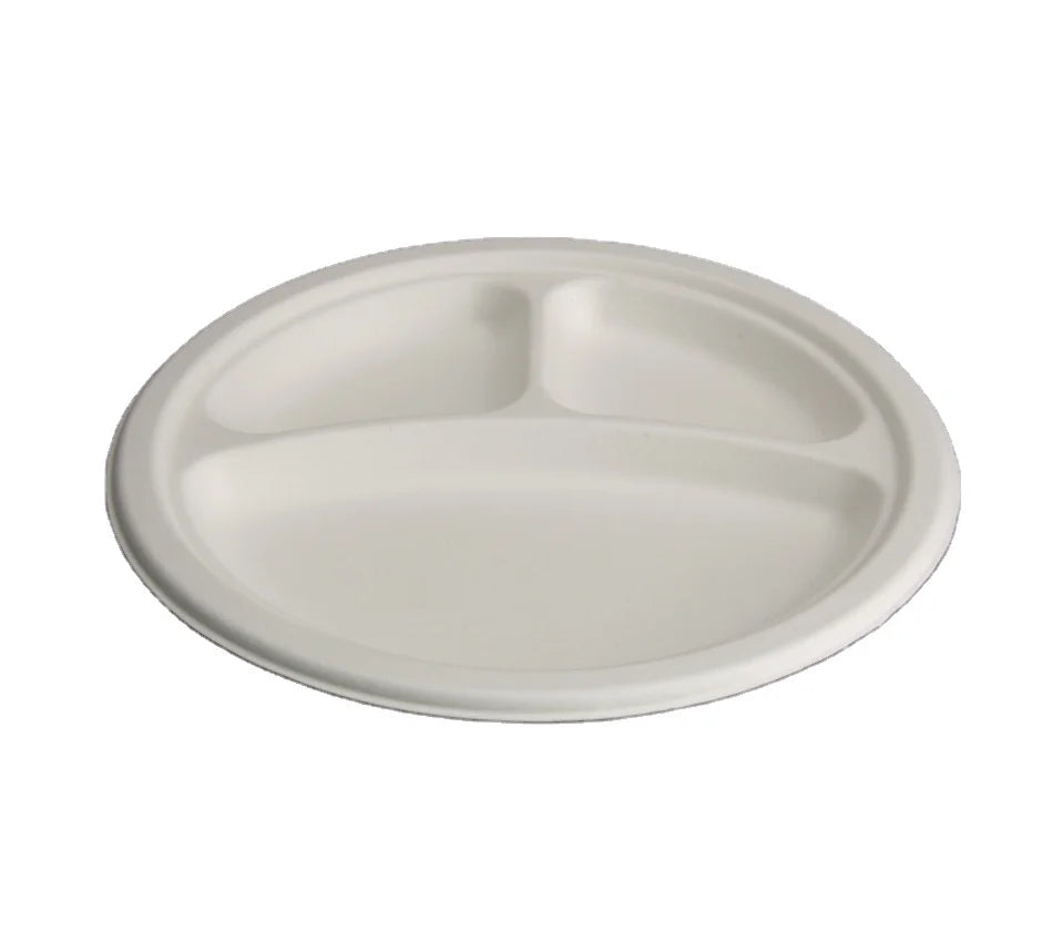 Eco-Friendly 10 Inch Oval Bagasse Plates Compostable Disposable Dinnerware Tableware Sugarcane Material Safe for Restaurant