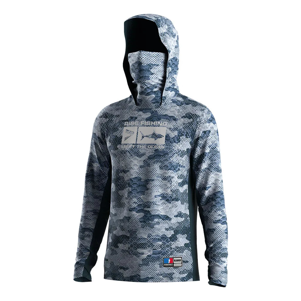 Fast Dry Men's Hooded Fishing Jersey Windproof Fackmask UV Protection Stretch Fit Reinforced Stitching Outdoor Adventure
