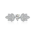 925 Sterling Silver Rhodium Plated Cubic Zirconia CZ Ice Silver Leaf Ring for Women