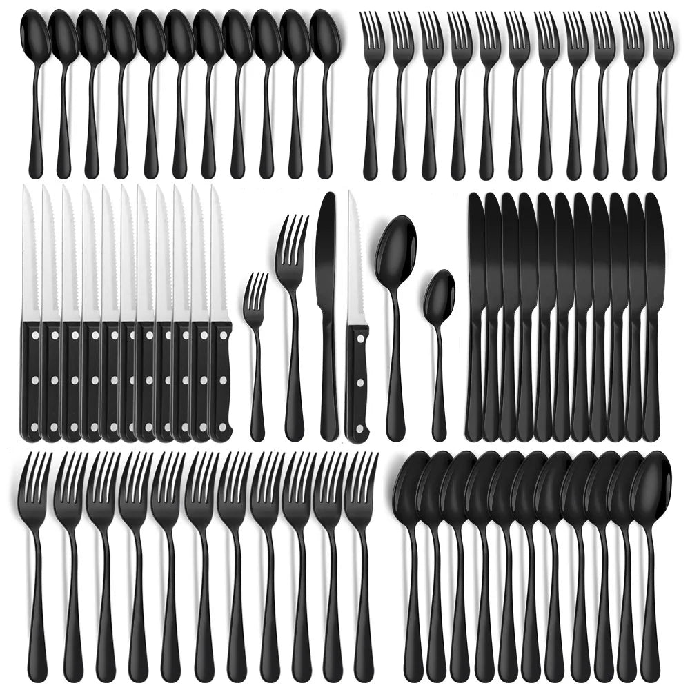 Y8267 Hotel Luxury Cutlery Set Matte Black Cutlery Set Stainless Steel Cutlery Set