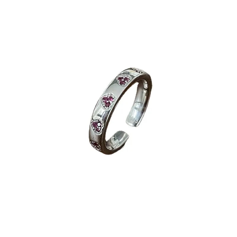 Delicate Fashion Pure Star Heart Shiny Zircon Engagement Finger Brass Reservations Girl Engagement Gift Rings for Women Jewelry