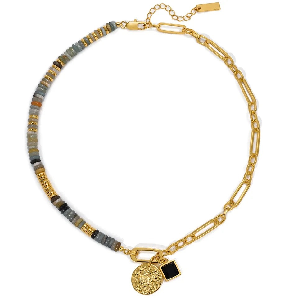 High-Grade Original Vintage Colorful Natural Stone Beads Zodiac Signs Necklace for Women Jewelry Design Custom