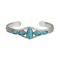 Vintage-Style Turquoise Bohemia Bangle Bracelet Adjustable Openwork Geometric Openwork Cuff for Women Engraved Turquoise Bangle
