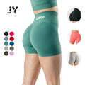 Joyyoung Women's High Waist Fitness Yoga Shorts Seamless Biker Scrunch Butt Shorts with Printed Pattern