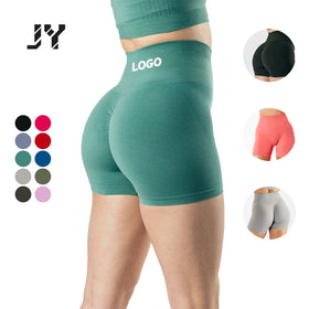 Joyyoung Women's High Waist Fitness Yoga Shorts Seamless Biker Scrunch Butt Shorts with Printed Pattern