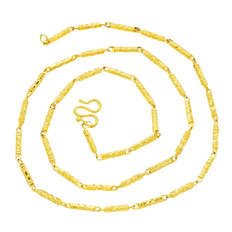 Dubai Brass Plated   Gold Women's Necklace Will Not Fade for a Long Time Imitation-Gold Jewelry  Hexagonal Prismatic Clav