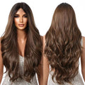 Long Wavy Natural Hairline Lace Front Synthetic Wigs Brown Middle Part Wigs for Women Daily Cosplay Heat Resistant Wigs 13x1x5