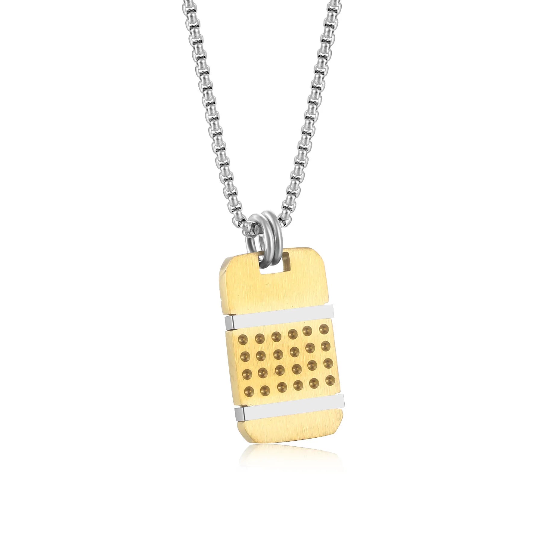 Mens Dog Tags Pendant Square Pendant Necklace Stainless Steel Necklaces Punk Box Chain Rectangle XR Jewelry Daily Wear