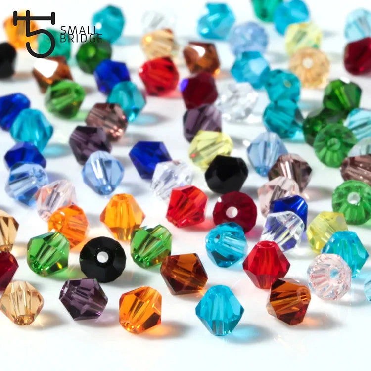 Small Bridge 4mm Austrian Black Bicone Crystal Beads for Jewelry Making DIY Accessories Women Charm Faceted Spacer Glass