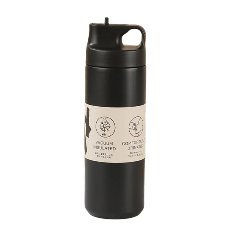 2024 New 500ml Double Wall Stainless Steel Vacuum Fwlask Portable Gym Sports Thermos Drinking Water Bottle with Straw