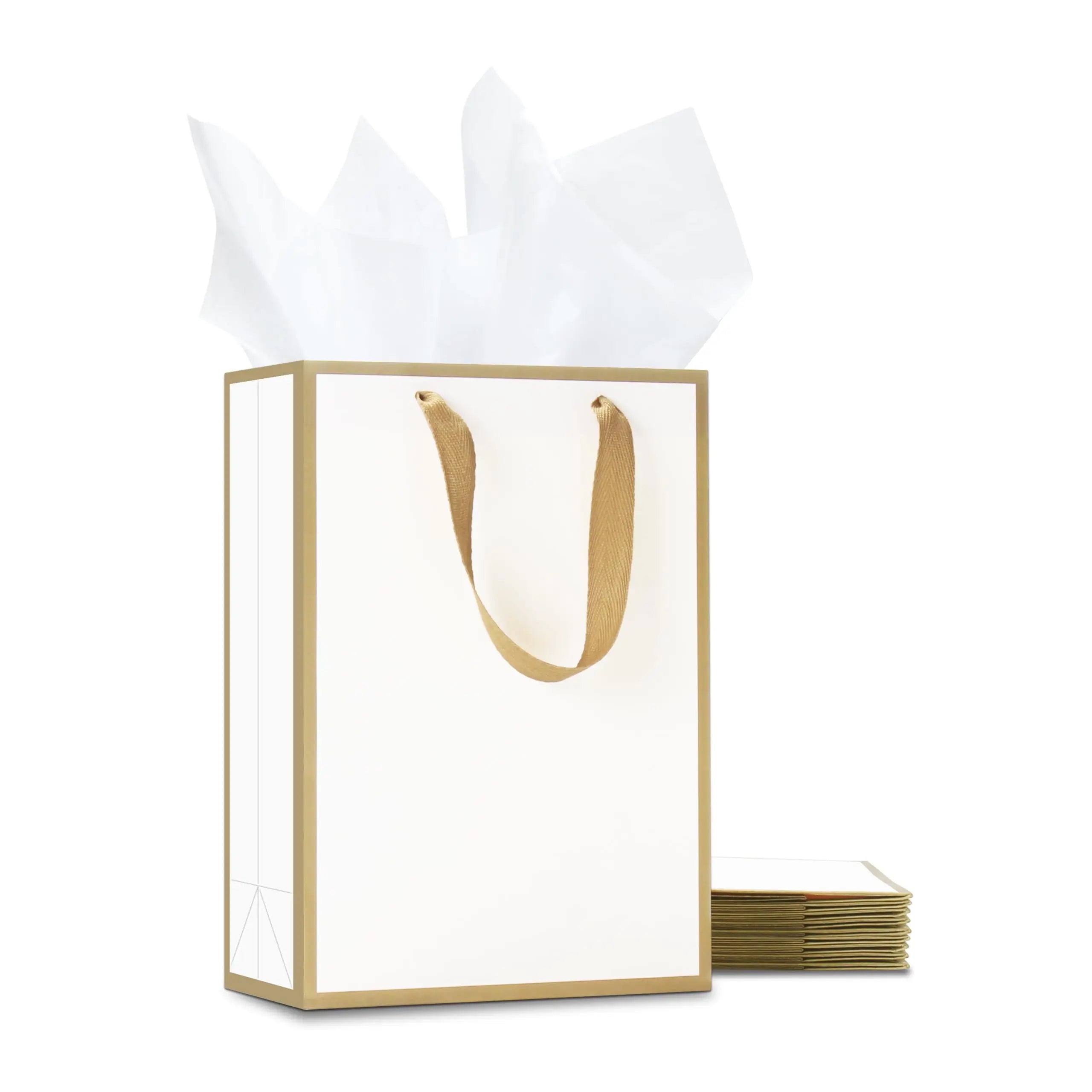 Custom Black and White Craft Paper Bags with Handle Medium Bulk Eco-Friendly Classic Style for Candle Gift and Party Shopping