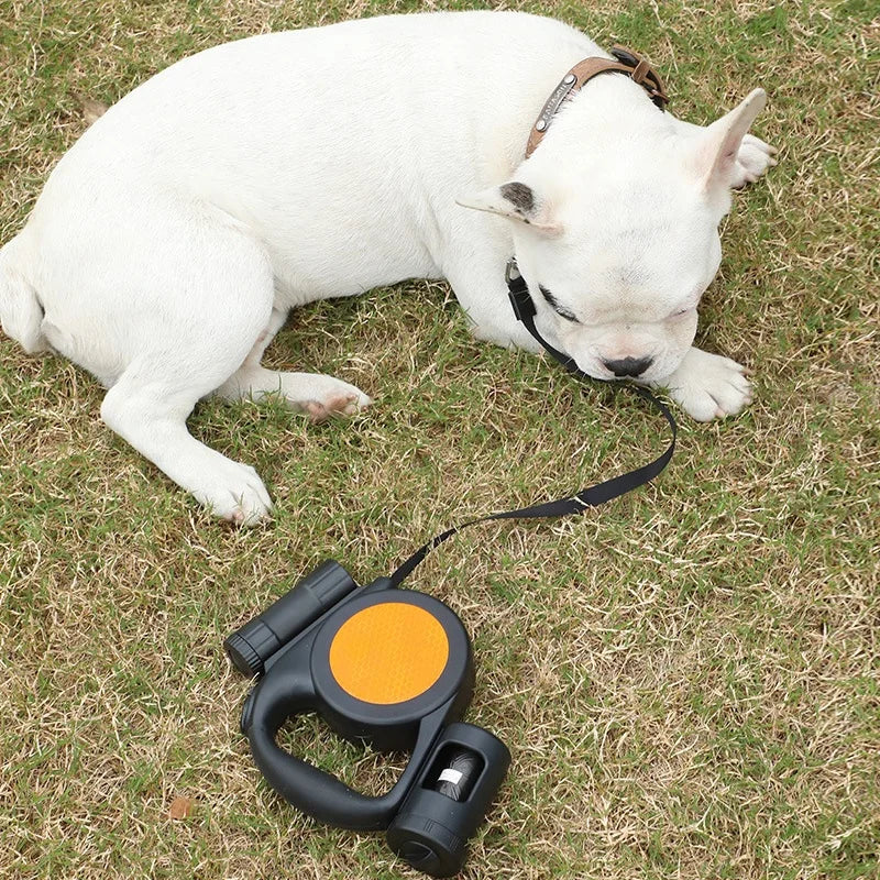 Vegan Leather Turtle Waterproof 50 Foot Dog Lead 10M Retractable Dog Leash With Waste Bag Dispenser Light