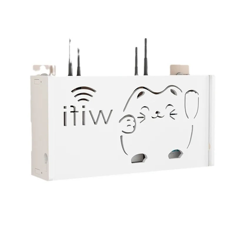 WiFi TV Set-Top Box Wireless Wall-Mounted Decorative Storage Shelf Punch-Free Plastic Cover Box