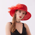 Spring Summer Solid Color Bow Church Hats for Woman Wedding Hat Organza Hat Sun Beach Caps Foldable
