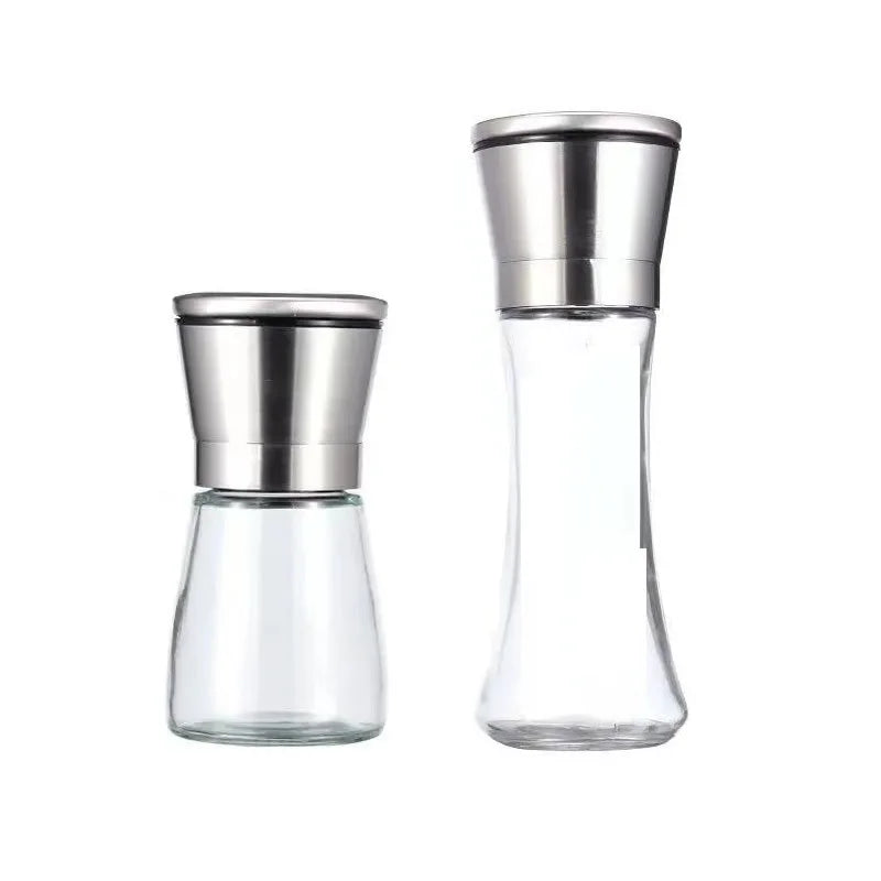 Luxury Kitchen Manual Spice Dispenser Seasoning Jar Stainless Steel Salt and Pepper Mill Spice 180ml 200g Glass Grinder Bottle