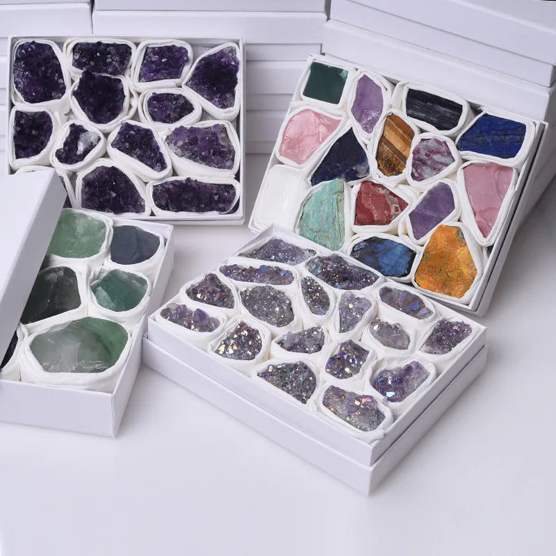 Hongzhuo Natural Crystal Stone Raw Rough Mineral Quartz Healing Stone Box