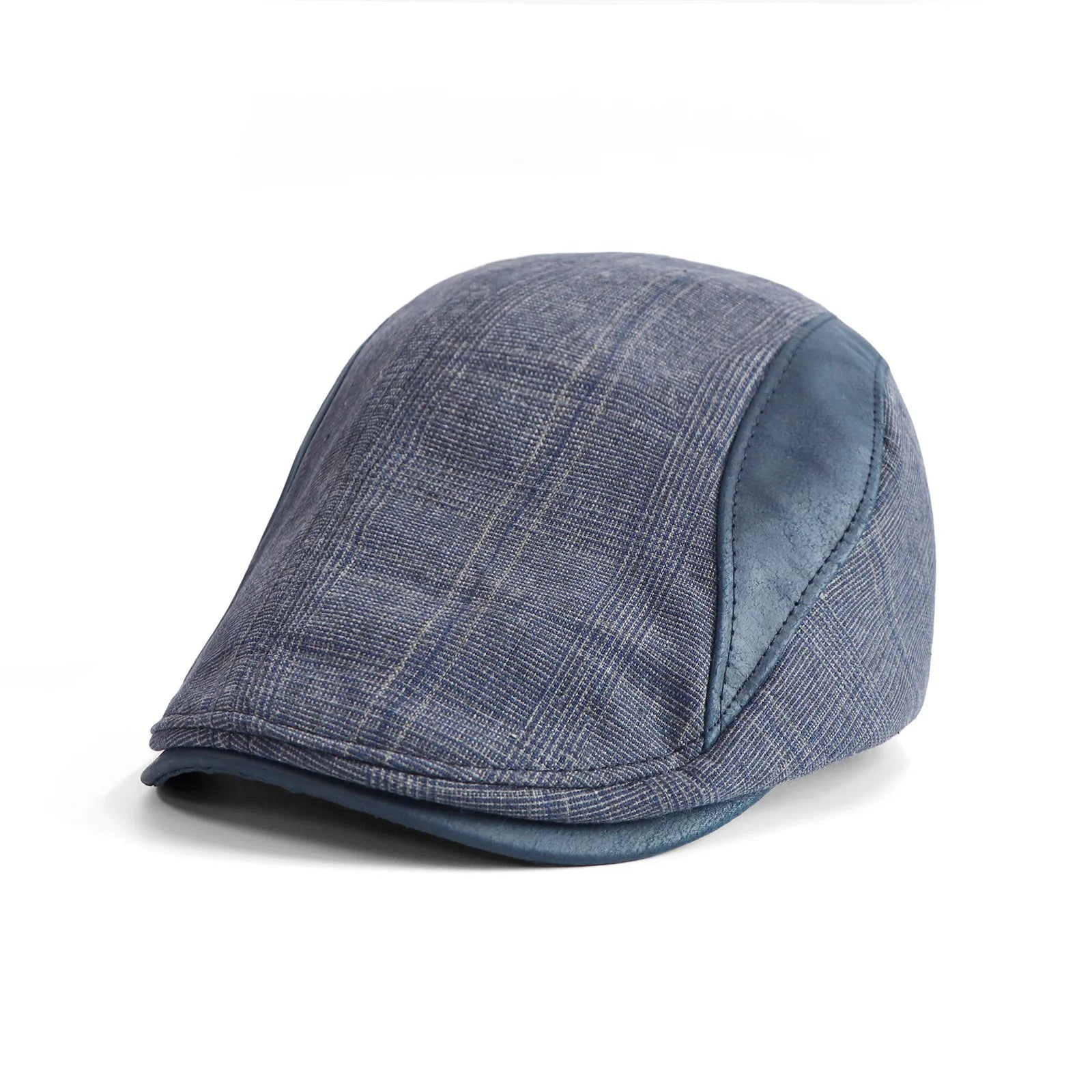 2025 Spring New Two Material Patch Design Flat Top Ivy Hat Women Men Fashion Plaid Beret Cap