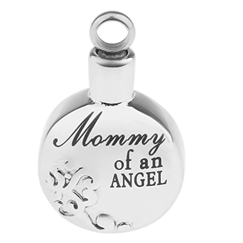 Stainless Steel Children's Mommy Angel Memorial Ash Keepsake Jewelry Urn Religious Silver Plated Classic Crystal Cremation