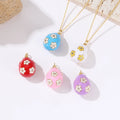 14K Gold Plated Brass Zircon Faberge Enamel Flower Easter Egg Pendant Charms for Jewelry Making