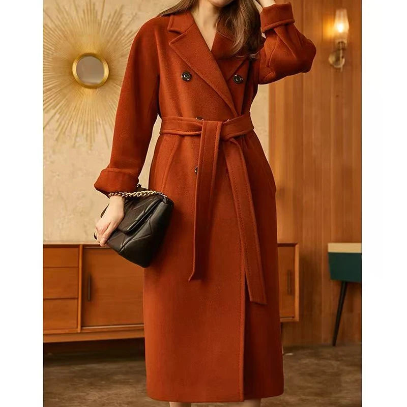 Hot Selling Women's Beautiful Apparel Stock Assorted Design Long Knee Length Winter Wear Fashionable Warm Wool Trench Coat