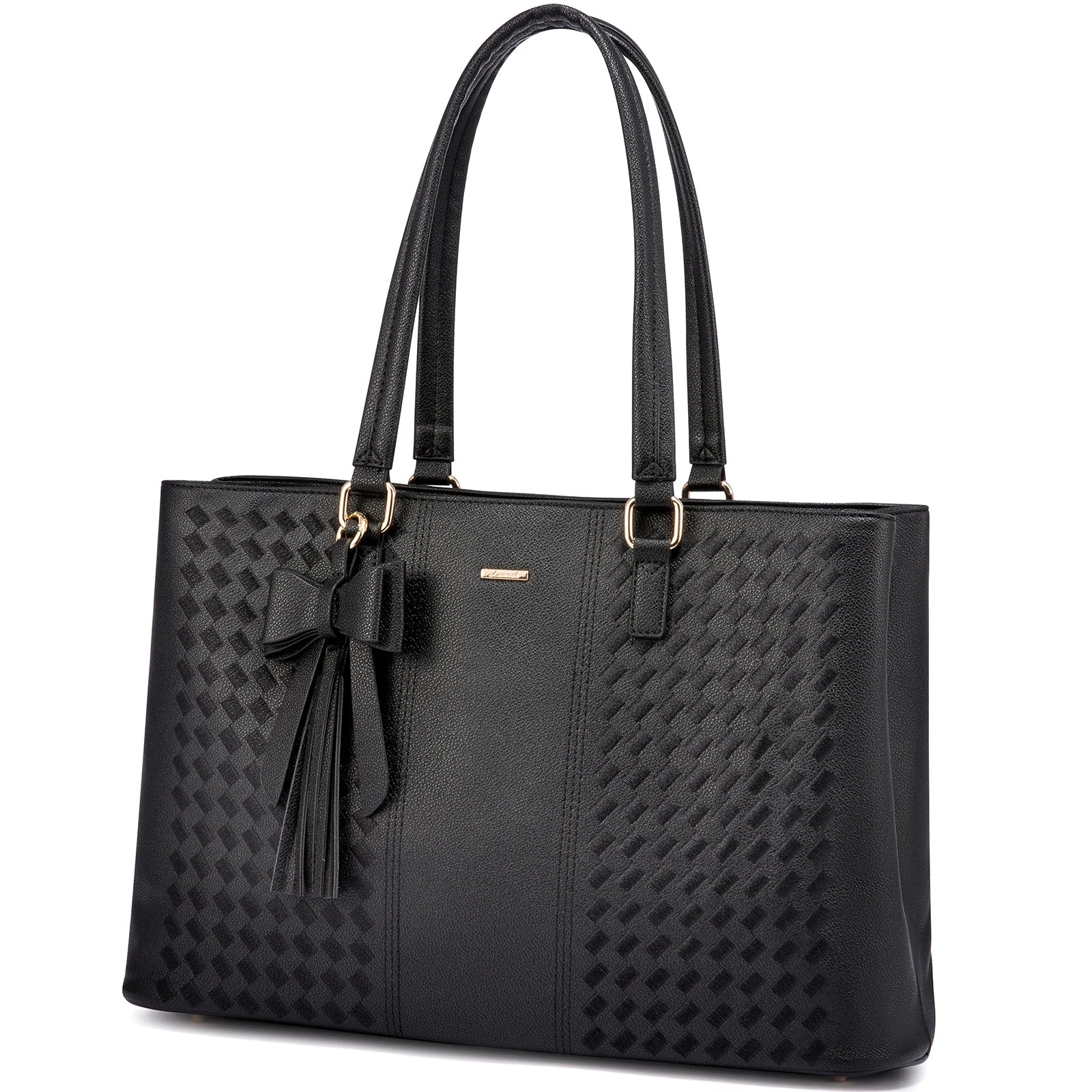 LOVEVOOK Women's PU Leather Tote Bag Large Capacity Laptop Tote Office Shoulder Handbag Vintage Briefcase Hand Bag for Women