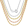 RINNTIN SC02 Women Jewelry 925 Sterling Silver 925 Sterling Silver 1.5mm Twisted Curb Singapore Rope Chain Necklace