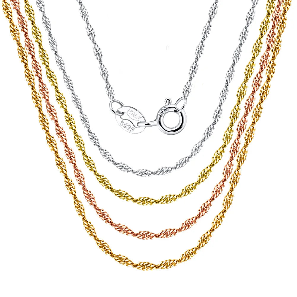 RINNTIN SC02 Women Jewelry 925 Sterling Silver 925 Sterling Silver 1.5mm Twisted Curb Singapore Rope Chain Necklace