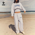 F5189 Custom Logo Women's Tracksuit Set 2 Piece Oversized Crop Top Hoodie and Sweatpants Two Piece Set Women Clothing Loungewear