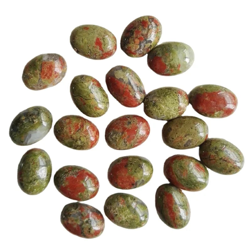 DIY 10*14mm Oval Smooth Gem Stone Unakite Cabochons Crafts
