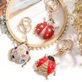 Wholesale Full RhinestoneSparkles Ladybird Metal Keychain Fashion Oil Dripping Beetle Key Chains