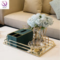 Nordic Light Luxury Mirror Glass Metal Tray Home Living Room Tea Table Large Collection Tea Tray Put Cup Tea Tray Decoration