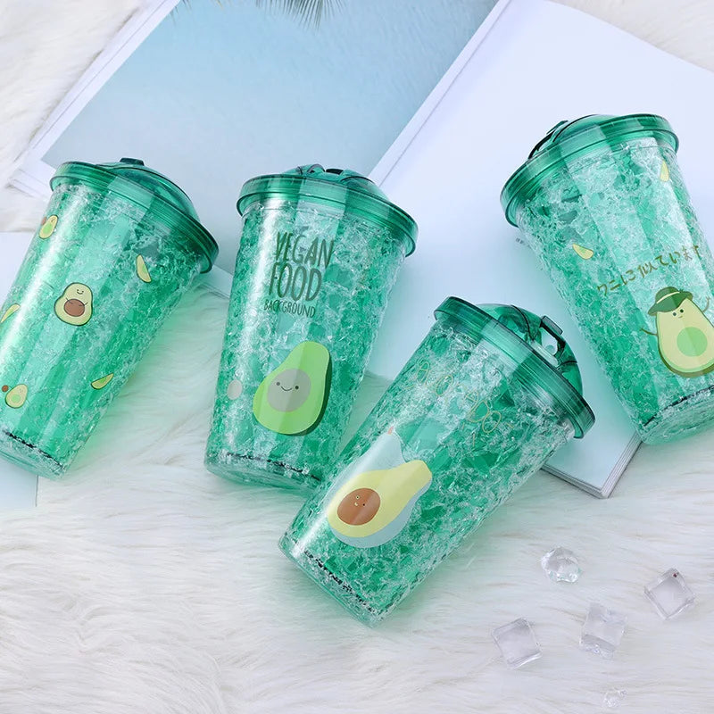 Wholesale Double Walled Tumbler Coffee Plastic Summer Tumbler Mug Cups in Bulk with Straw