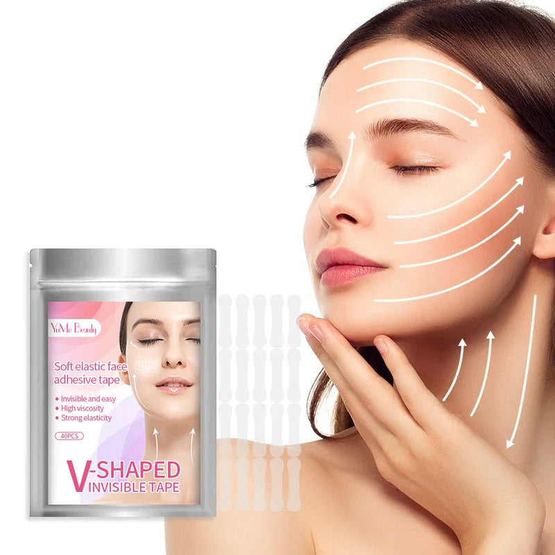 40pcs Lift Face Sticker V Shape Adhesive Invisible Tape Lifting Slimming Face Sticker Lift Chin Thin Face Sticker Adhesive Tape