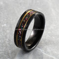 Custom 8mm Hammered Black Rose Gold Stripes Tungsten Opal Wedding Engagement Ring for Men Invisible Anniversary Gift