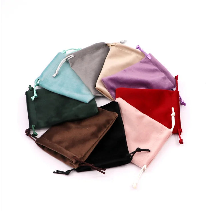Small Velvet Drawstring Jewelry Pouches-Customizable Design Logo Print Available Candy Gift Bags for Christmas & Wedding