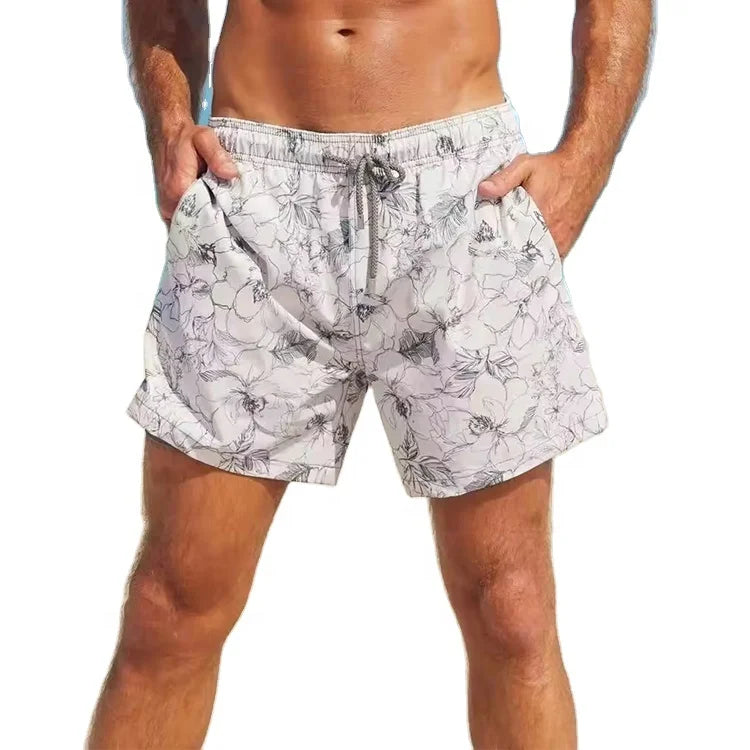 Customized Logo Men Printing Swim Trunks Men's Shorts Compression Liner 2 in 1 Summer Quick Dry Board Shorts Swimwear Beachwear