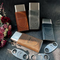 Custom Laser Engraved Pu Leather Travel Laserable Leatherette Cigar Humidor with Cigar Cutter for Groomsman Gift