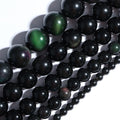 Wholesale Natural Black Obsidian 4-12mm Loose Gem Stone Beads for Jewelry Making Crystal Lapis Tourmaline Moonstone Rhodonite
