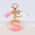 Factory Direct Stock pink Resin Letter Key Chain with Fringe for Girls Handbag Hanging Ornament