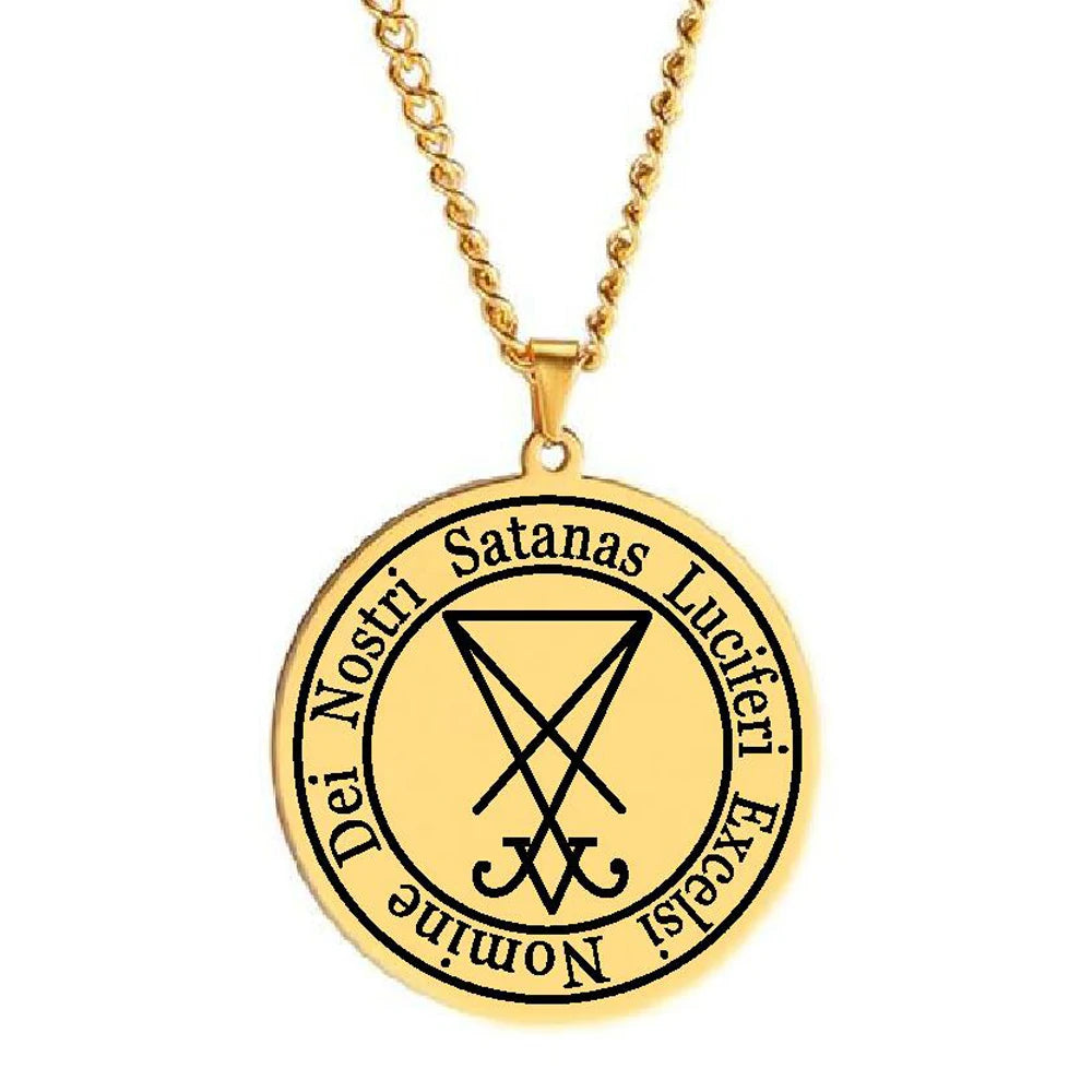 Lucifer Seal of Satan Sacred Geometry Demon Pendant Lesser Key of Solomon Kabbalah Talisman Stainless Steel Pendant Necklace