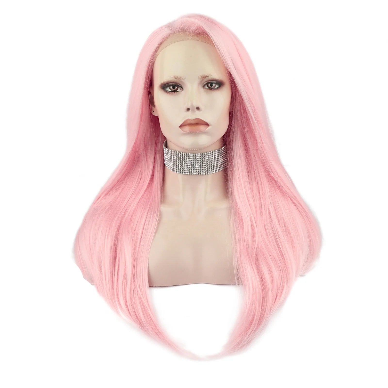 Celebritywig 150% Density 26inch Synthetic Hair With Natural Hairline Pink Hair Lace Front Wigs