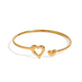 J&D 18k Gold Stainless Steel Smooth Heart Hollow Heart Spring Bangle Fashion Jewelry