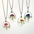 IVR Birth Month Flower Necklace Stainless Steel Oval  Necklace in Resin Flowers Necklace