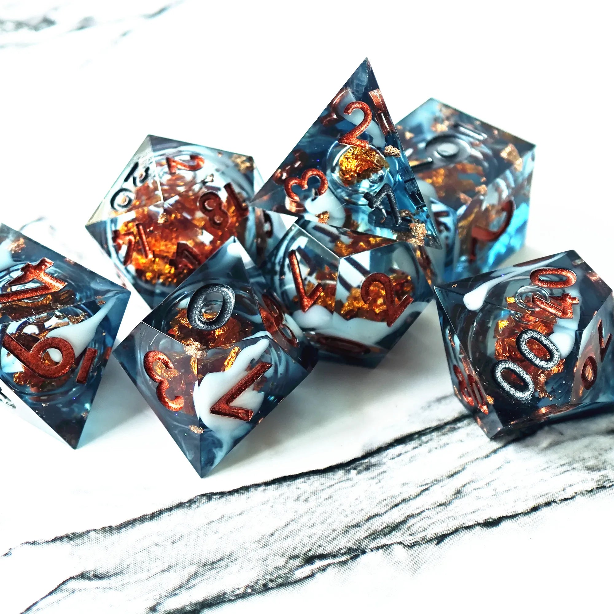 MINI PLANET Liquid Core Dice Set 7pcs DND Dice Set TRPG Table Game Dragon&Dungeon Handmade Polyhedral Resin Dice Custom Factory